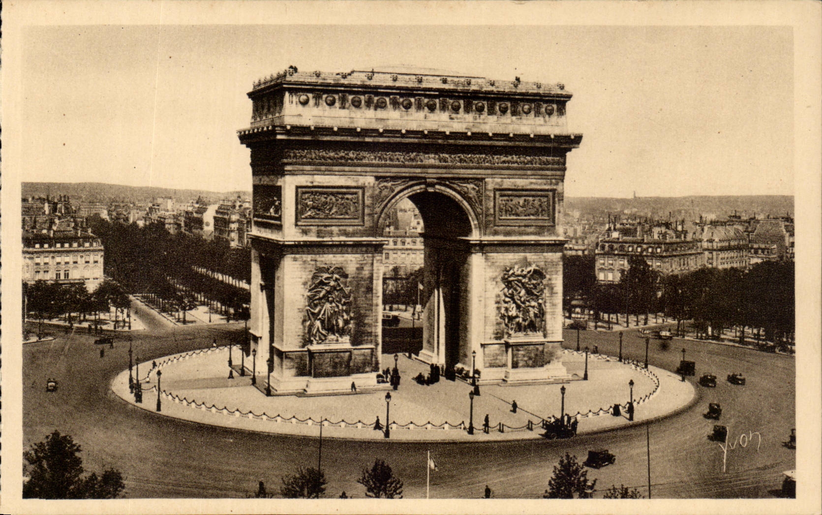 Paris - 8 - Arc de Triomphe and the Place of Etoile the CPA