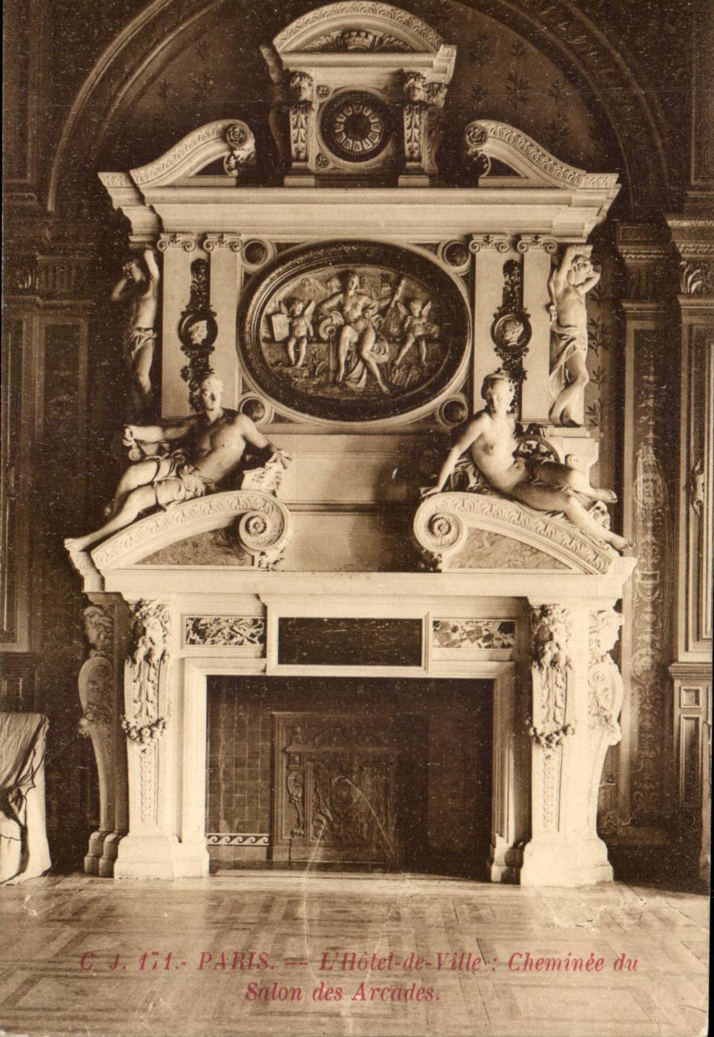 Paris - 4 - L'Hotel de Ville - La Cheminee du Salon des Arcades - CPA