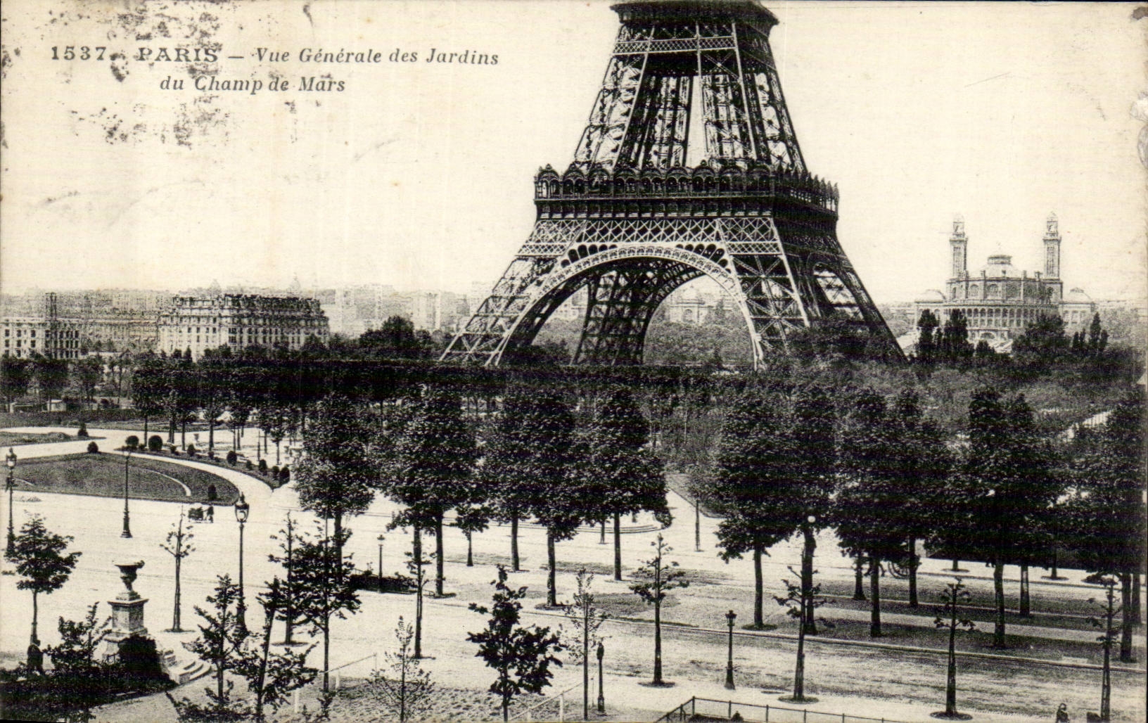 Paris - 7 - View of Gardens of the Fields of the Mars - Eiffel Tower - Eiffel Tower CPA