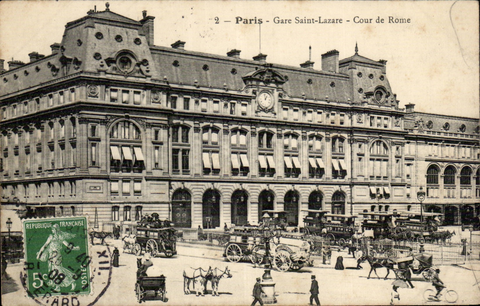 Paris - 8 - Station Saint Lazare - Court of Rome - CPA (very nice shot)