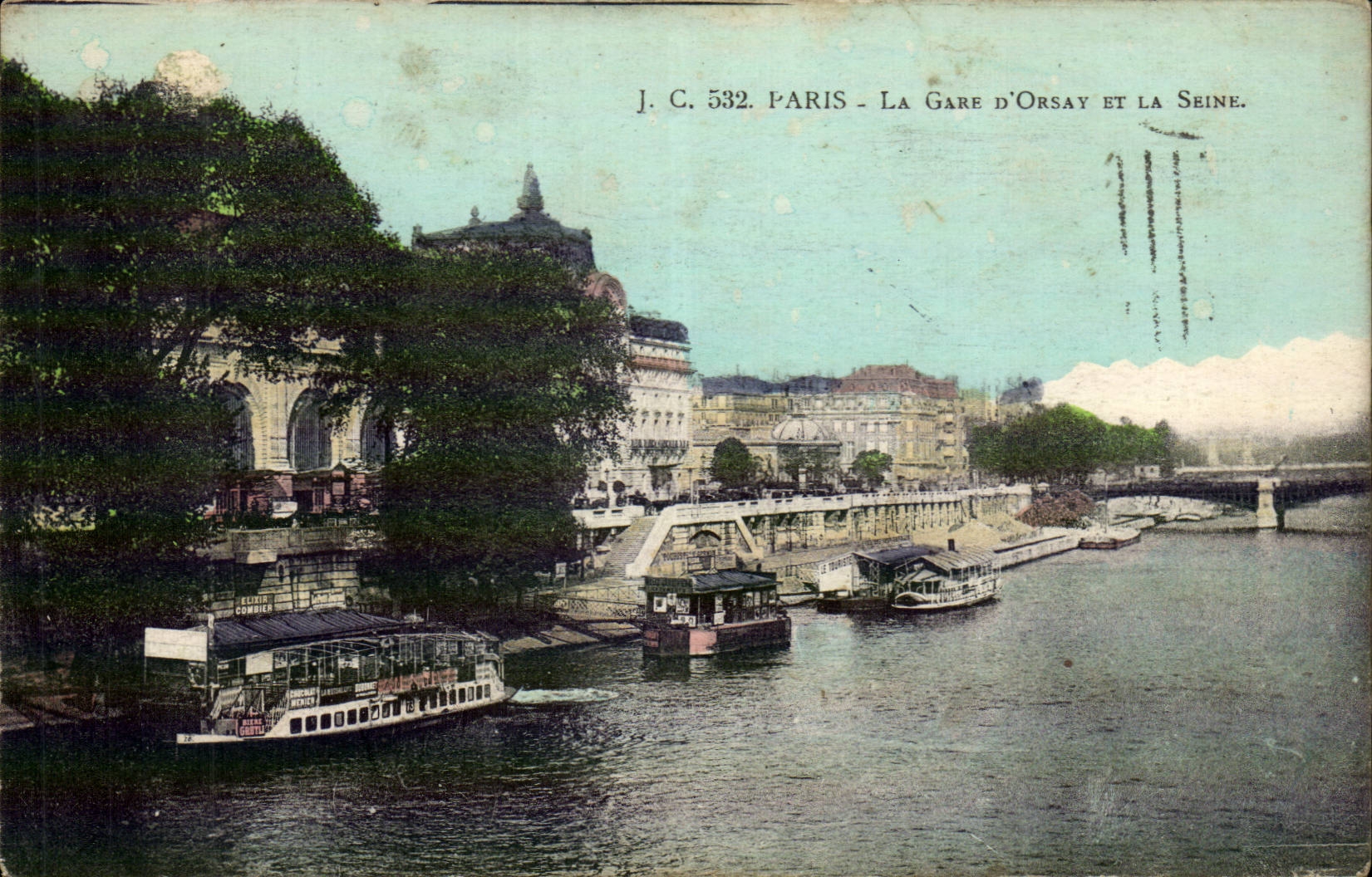 Paris - 7 - Train station of Orsay and the Seine - CPA