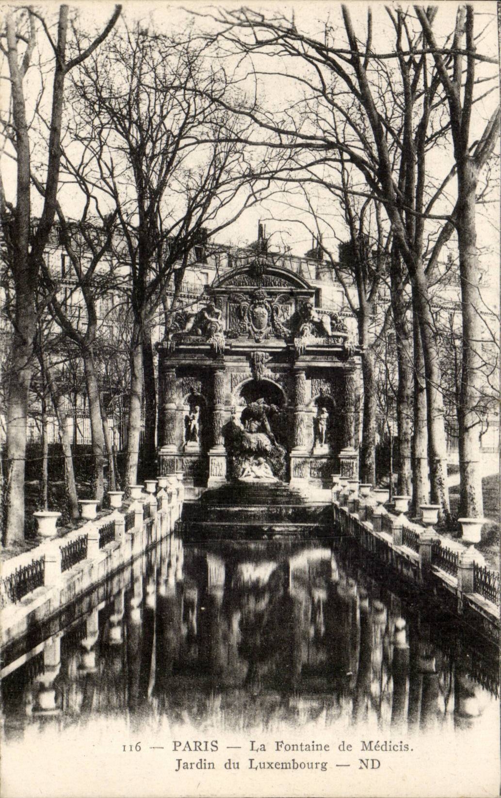Paris - 6 - Garden of Luxembourg - Fountain of Medicis - CPA