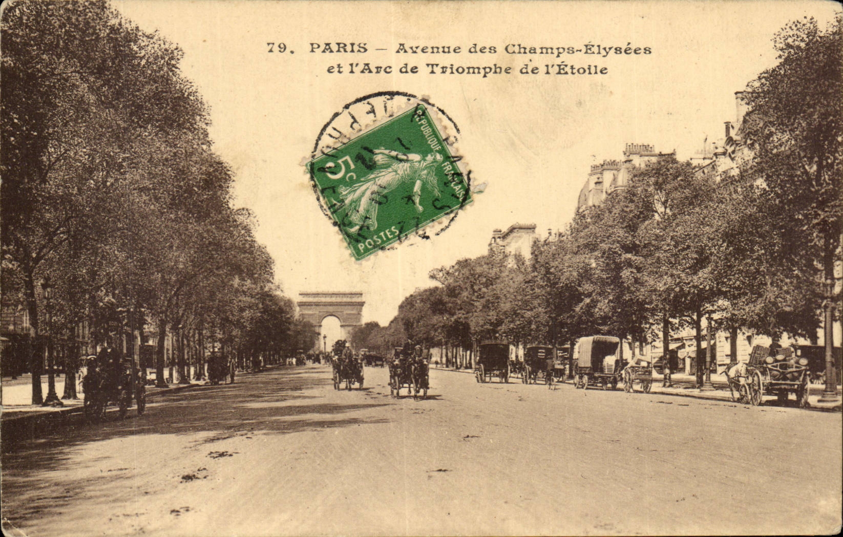 Paris - 8 - the Elysees Fields - and Arc de Triomphe of Etoile - horse - horse - CPA