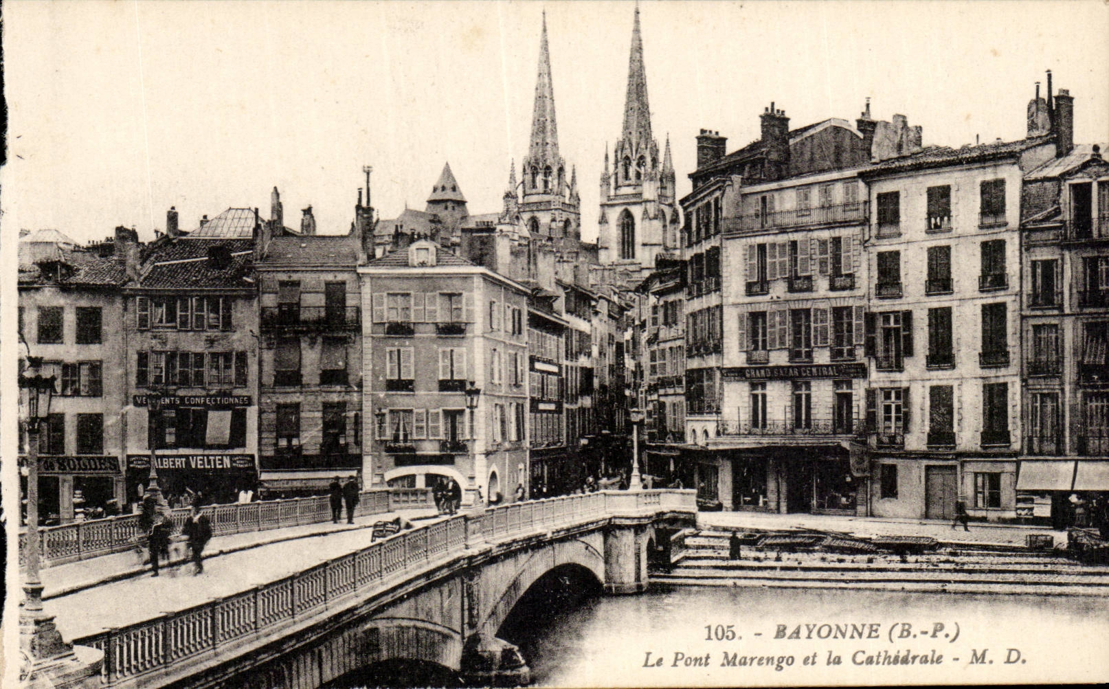 Bayonne - the Bridge Marengo and the Cathedral - CPA