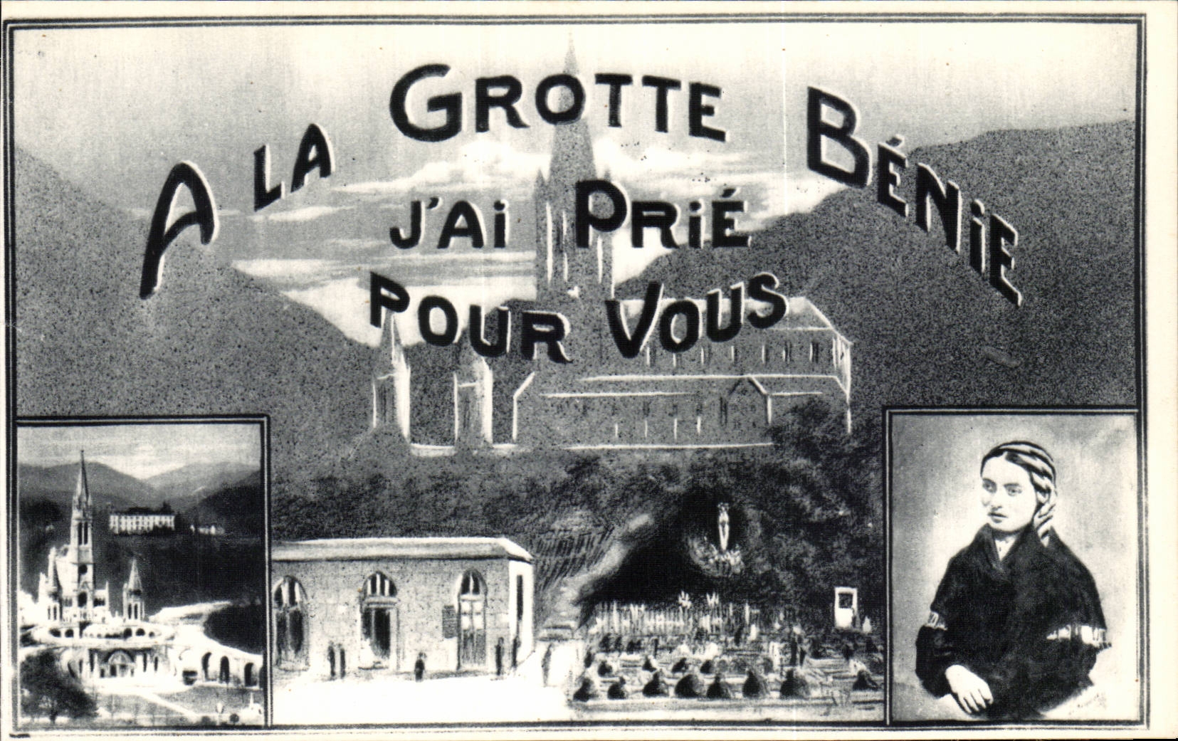 Lourdes - With the Blessed Cave - I have Request for you - Souvenir - CPA