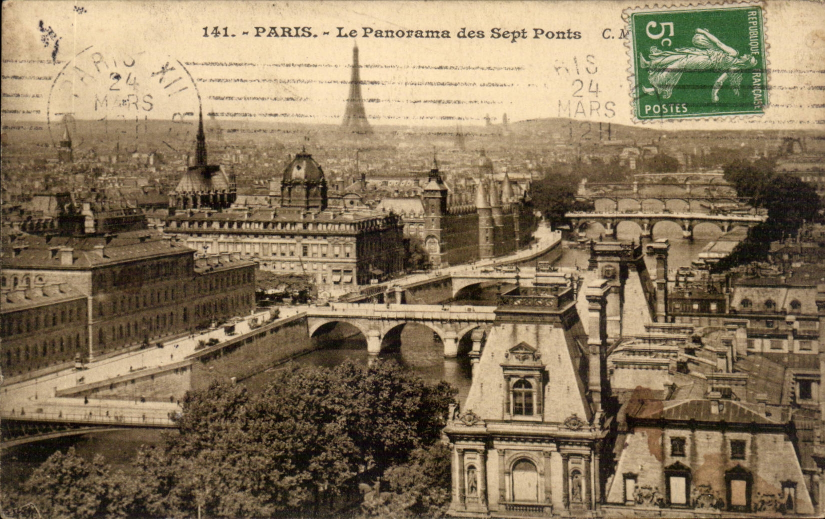 Paris - 1 - Le Panorama des Sept Ponts - Tour Eiffel - Eiffel Tower - CPA