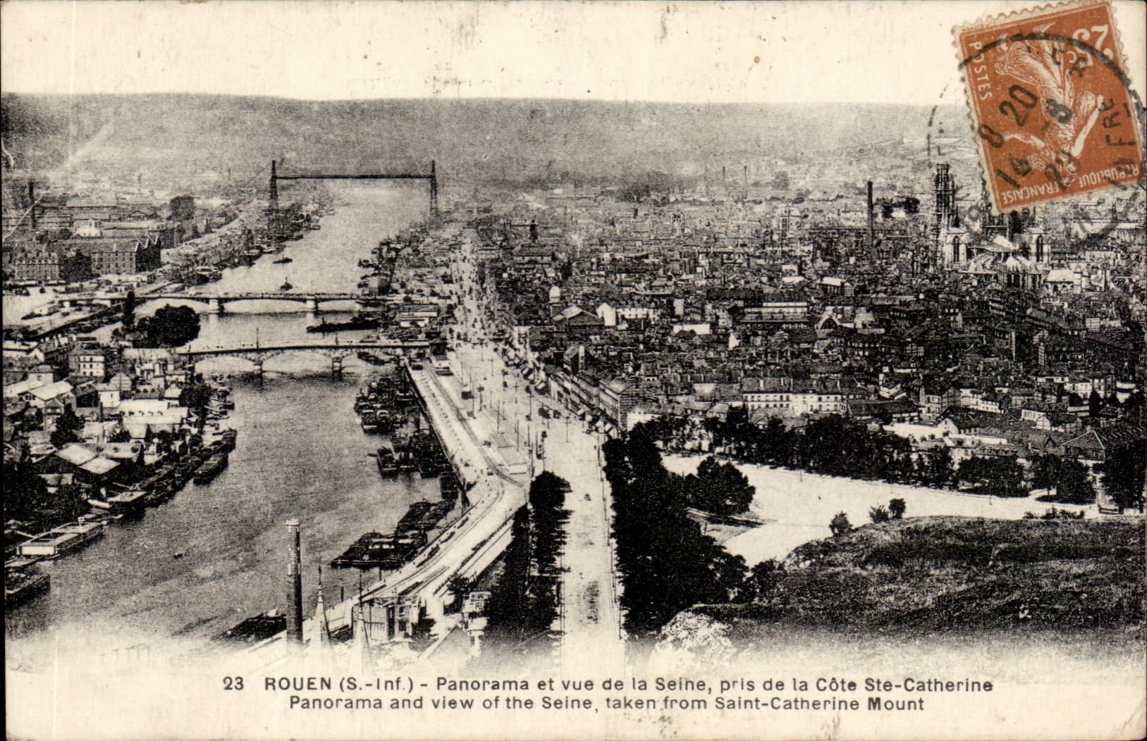 Rouen - Panorama and sight of the Seine - CPA