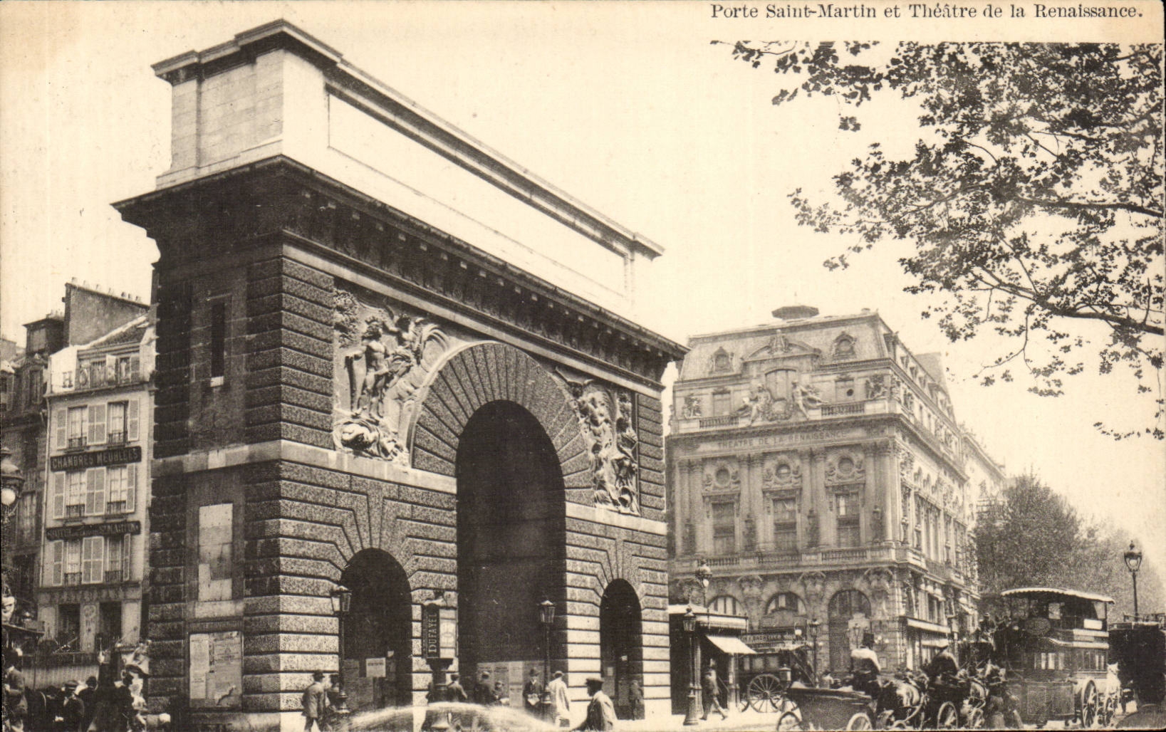 Paris - 10 - the Gate Saint Martin and Theater - CPA