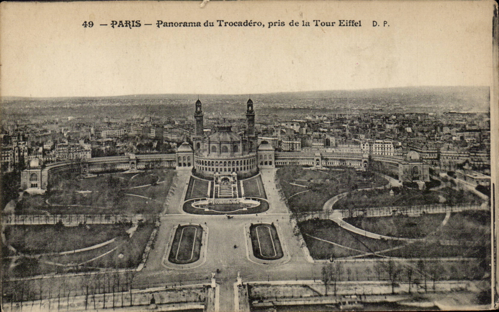 Paris - 16 - Panorama du Trocadero pris de la Tour Eiffel - Eiffel Tower CPA