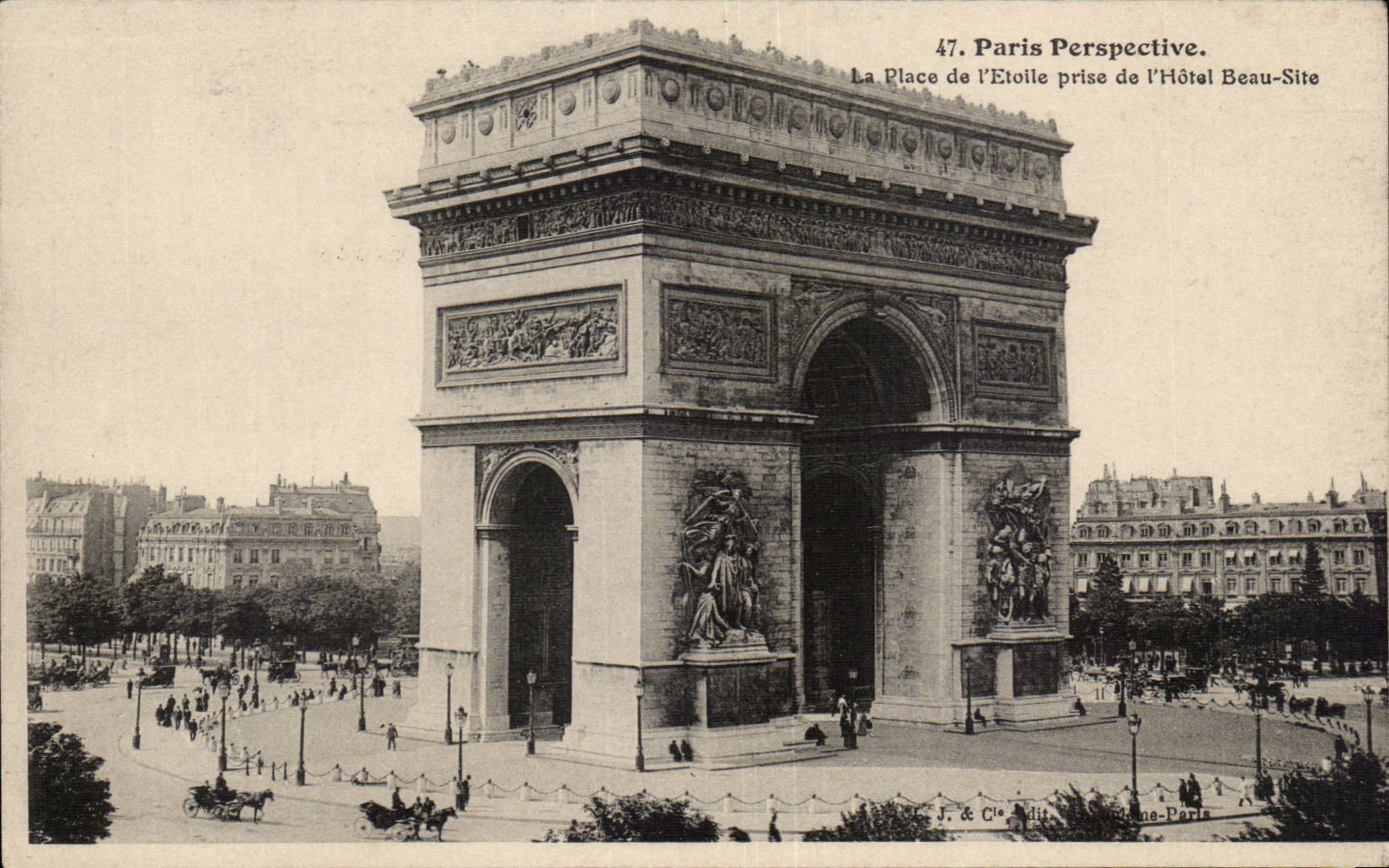 Paris - 8 - the Place of Etoile taken Hotel Beautiful Site - CPA