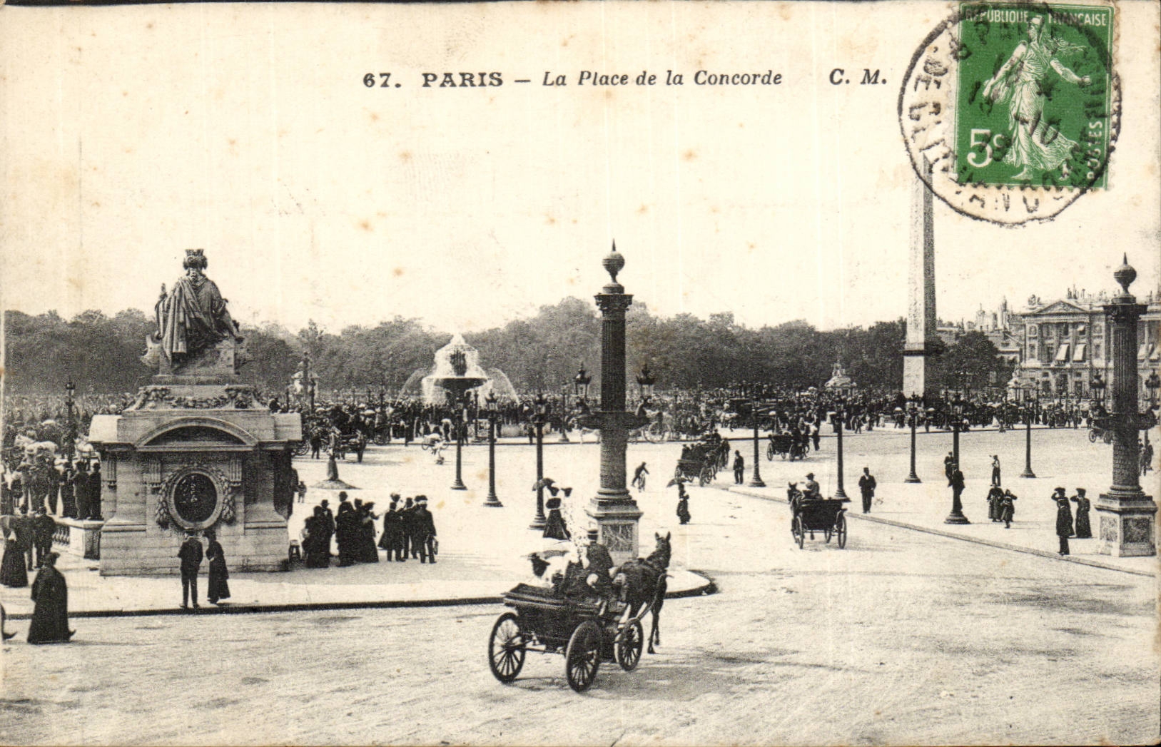 Paris - 8 - Place of the Harmony - horse - horse - CPA