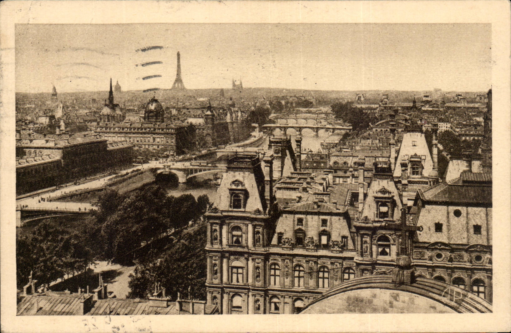 Paris - 1 - Panorama des Huit Ponts - tour eiffel - eiffel tower - CPA