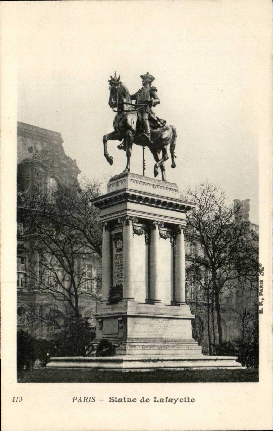 Paris - 8 - Statue of Lafayette - CPA