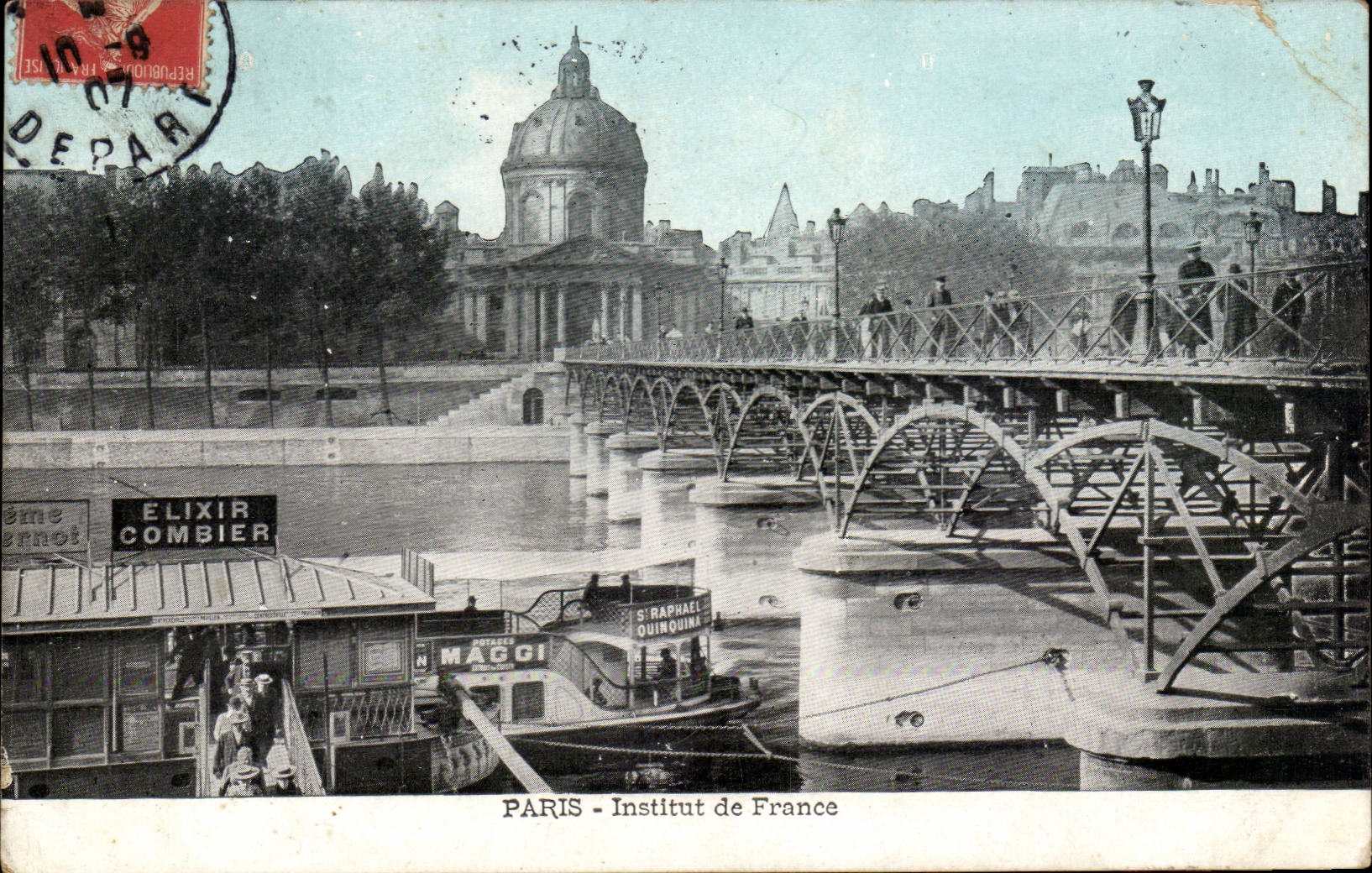 Paris - 1 - L'Institut de France et Pont des Arts - Elixir Combier - CPA 