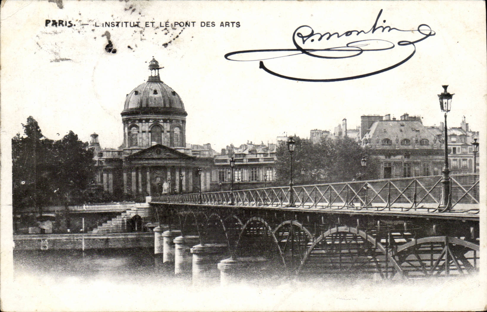 Paris - 1 - L'Institut de France et Pont des Arts - Elixir Combier - CPA 
