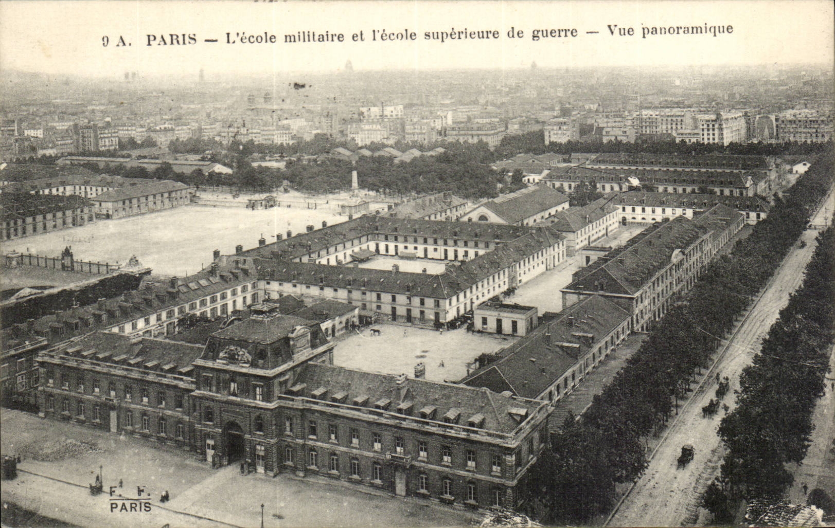 Paris CPA the military academy and the higher school of war Panoramic View (militaria)