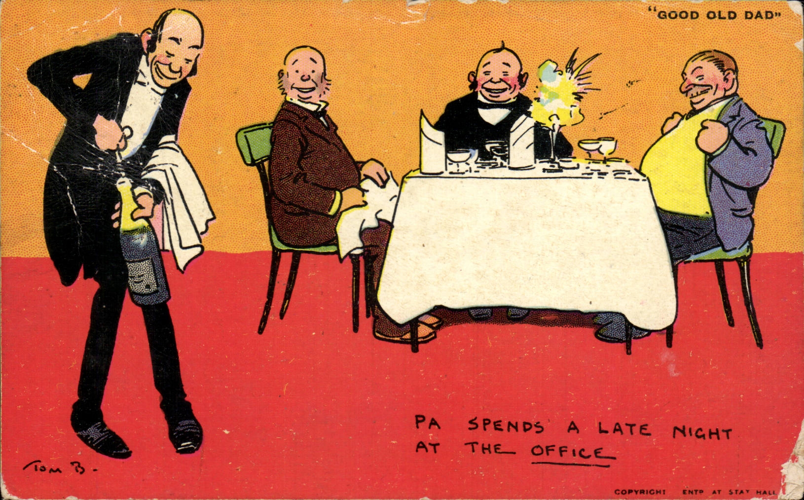 CPA Humour Pa spends a late night at he office (Champagne)