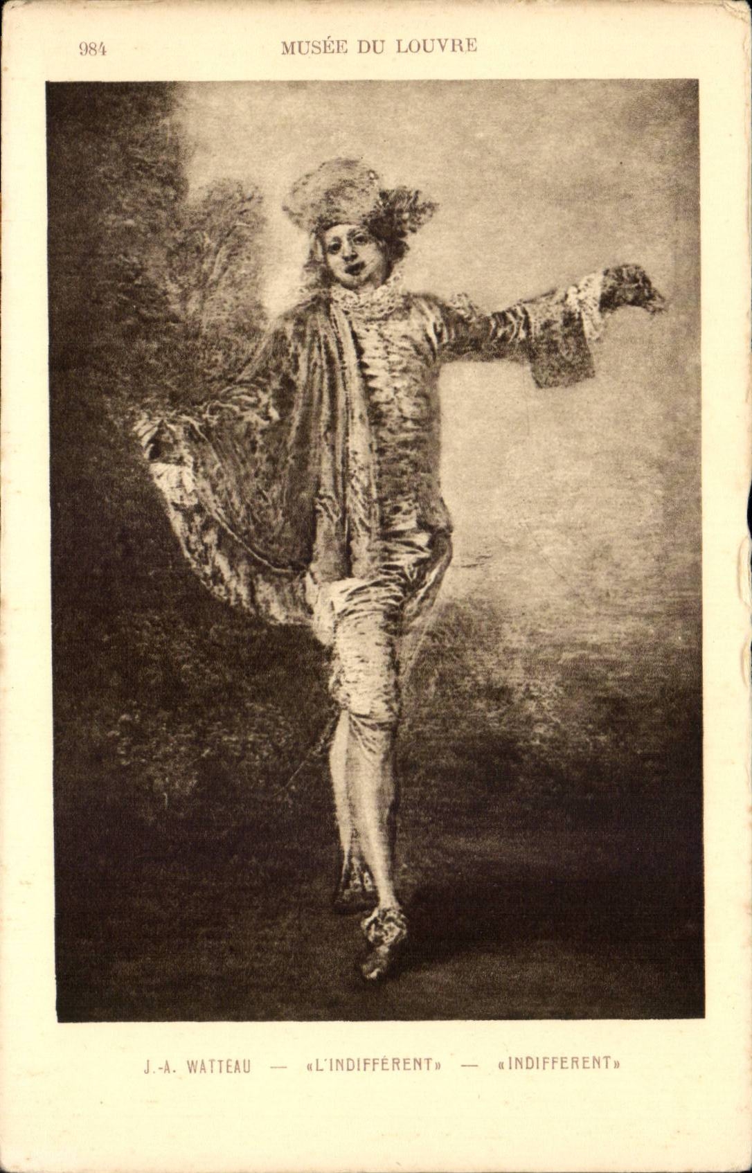 CPA Paris Musee du Louvre Watteau L'indifferent