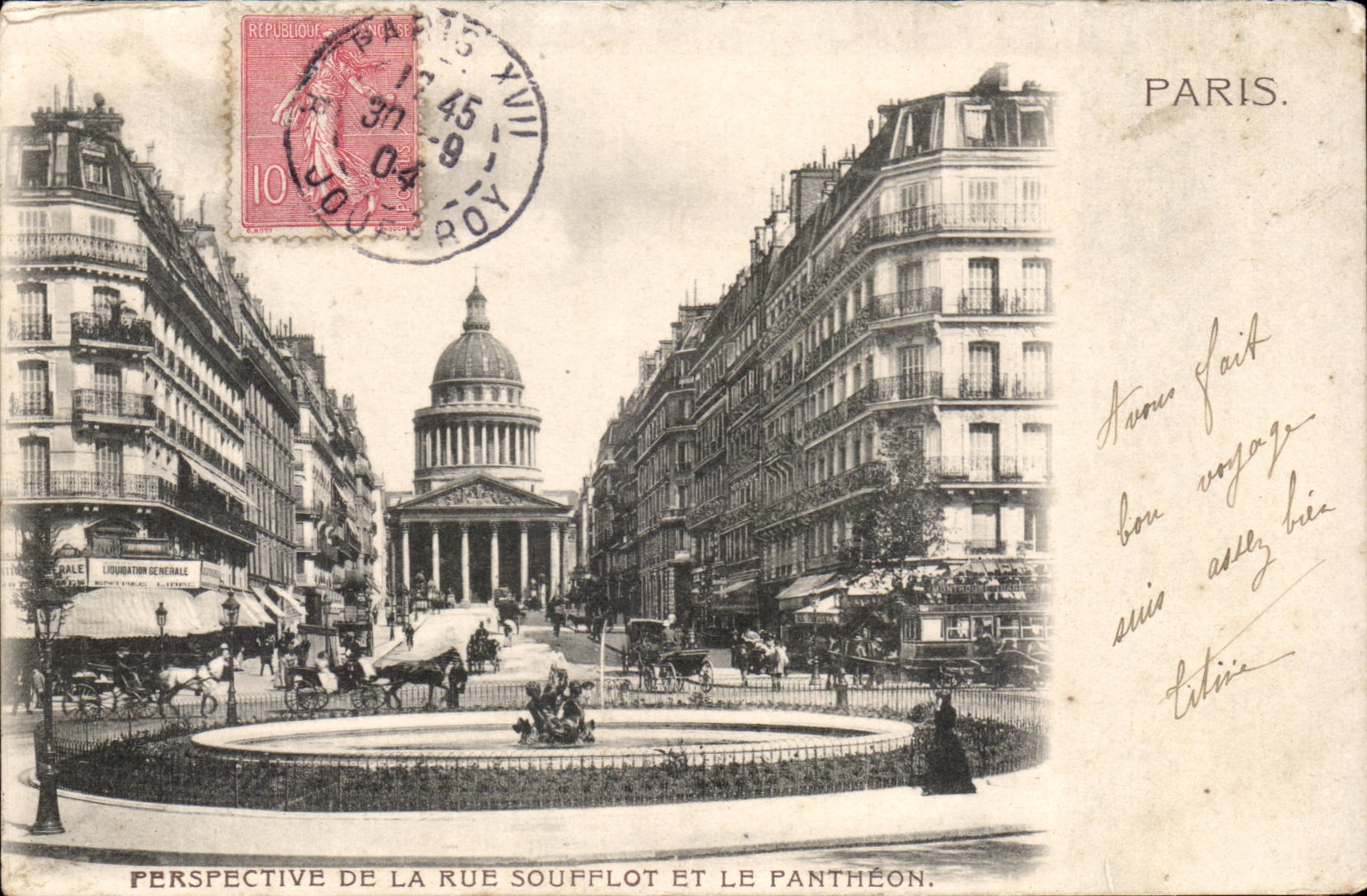 Paris CPA View of the Street Soufflot and the Pantheon