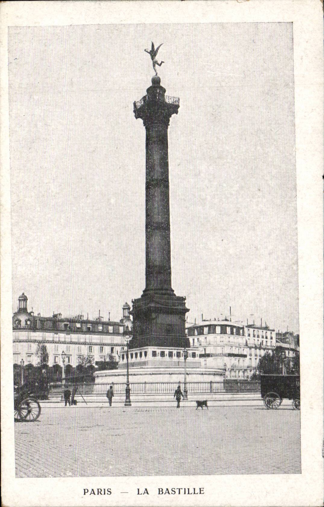 Paris CPA the Bastille (shoes boots publicity)