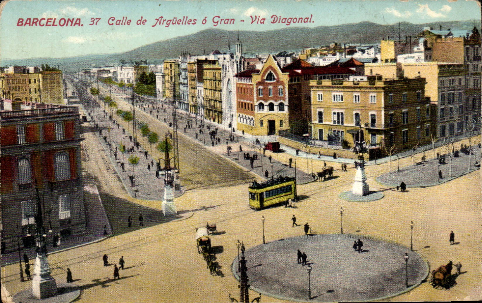 Spain Espana Spain Barcelona CPA Calle of Arguelles has Gran Via Diagonal