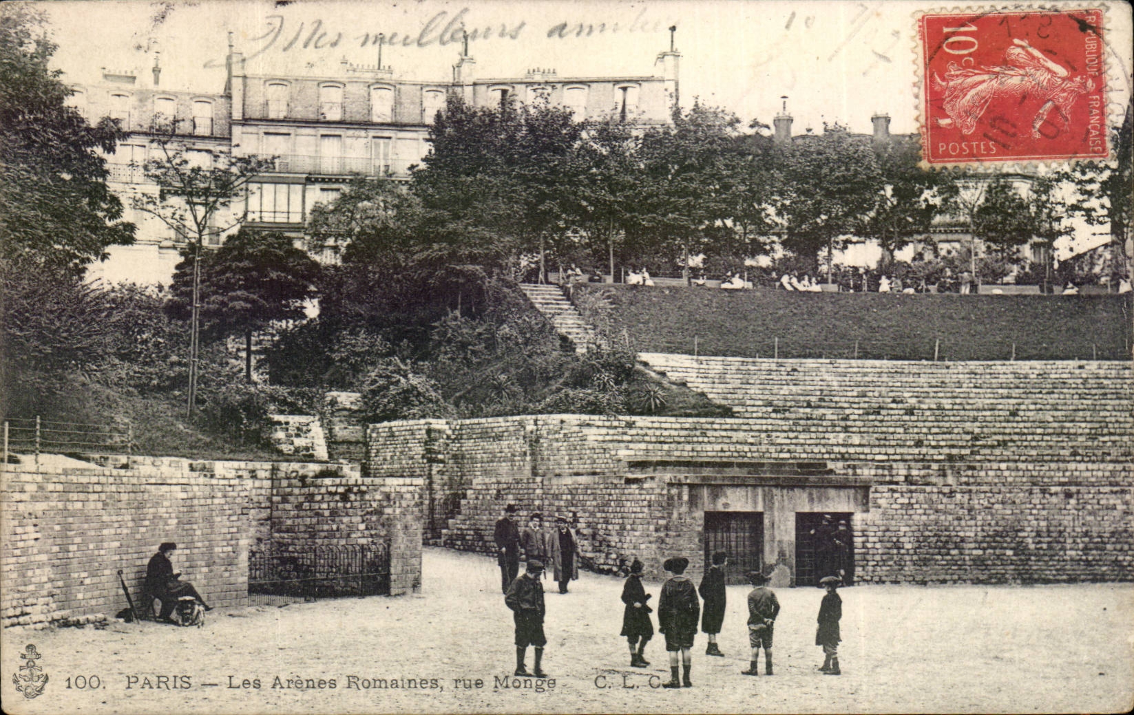 Paris CPA the arena Roman Street monge (children)