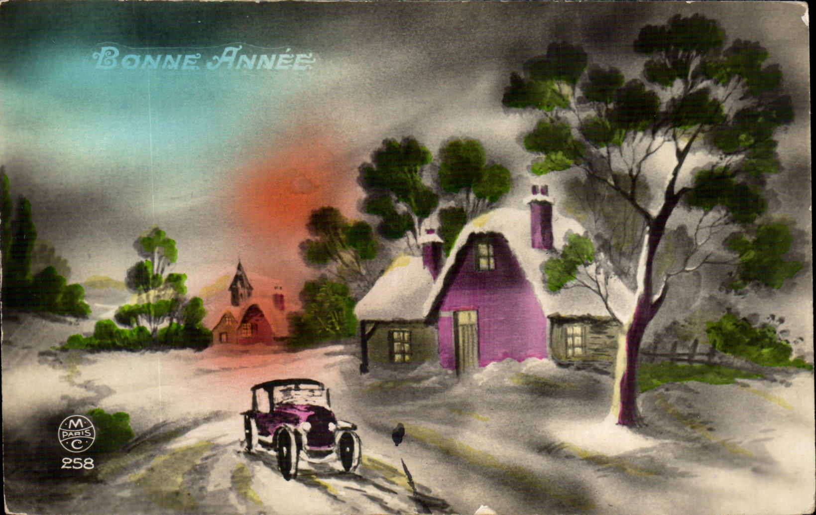 CPA Fantasy Happy New Year Automobile