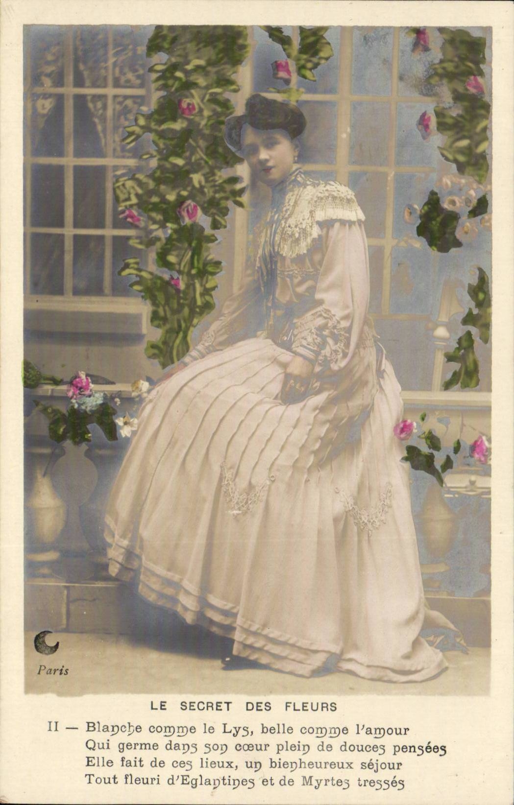 Fantasy - Woman - the Secrecy of the Flowers - White like the Lily - CPA