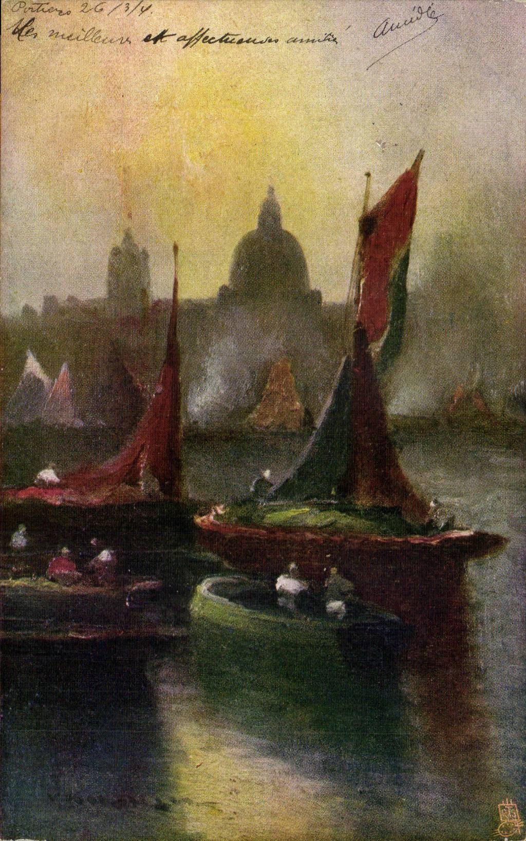 Arts - Tableau - Sailing Scene - Voilier - Foggy day - CPA 