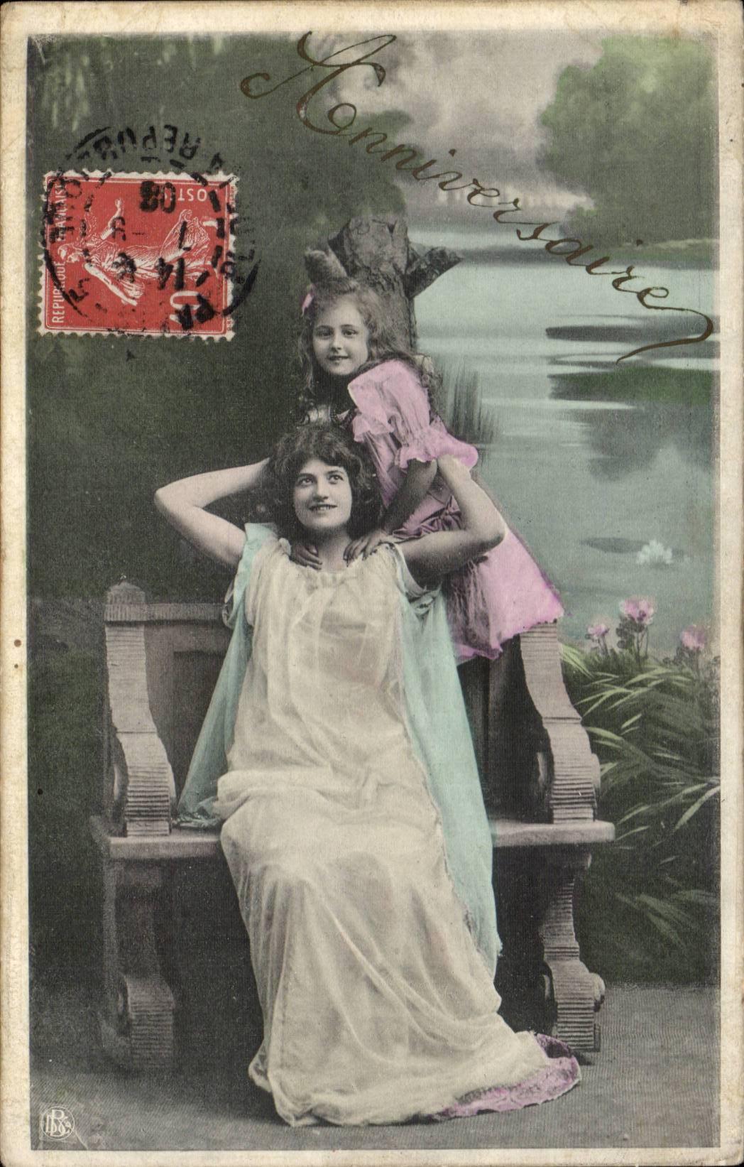 Fantasy - Woman - Birthday - Mother and child - CPA