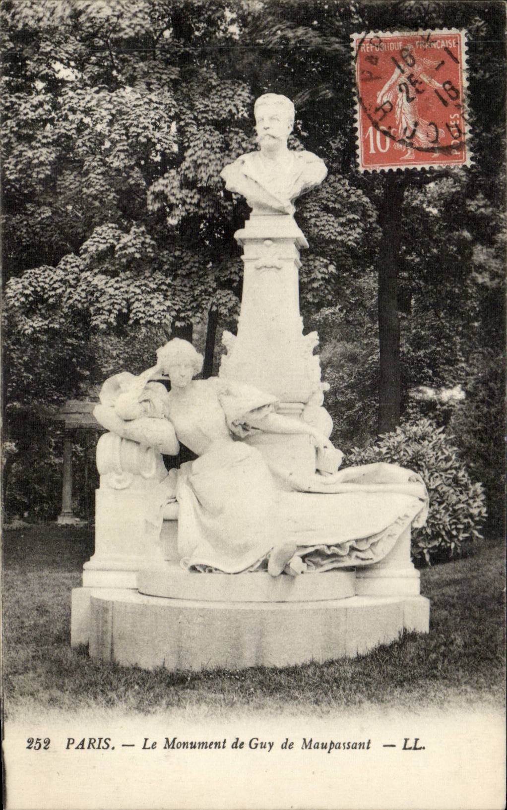 Paris - 8 - Monument of Guy Maupassant - CPA