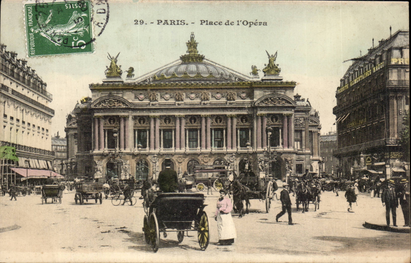 Paris - 9 - Place de l'Opera - cheval - horse - beautiful card CPA 