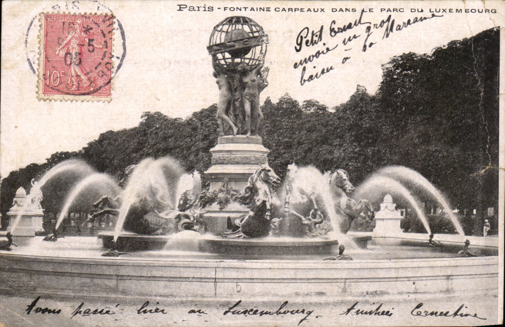 Paris - 6 - Carpeaux Fountain in the Park of Luxembourg - CPA