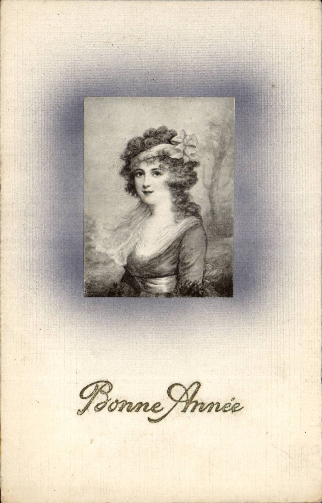 Fantasy - Woman - Illustration - Happy New Year - Beuatiful face - CPA