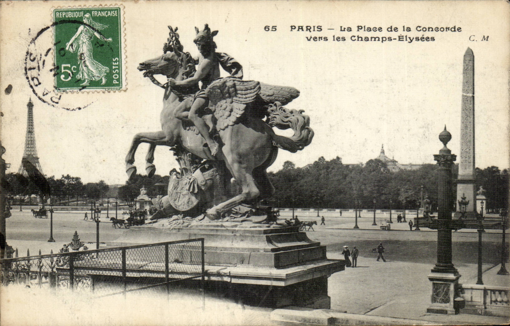 Paris - 8 - Place of the Harmony - towards the Champs Elysees Eiffel Tower - CPA