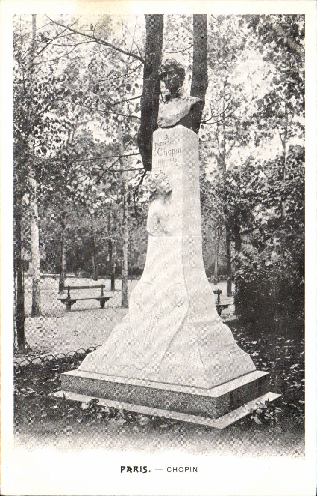 Paris - 20 - Statue of Chopin - CPA