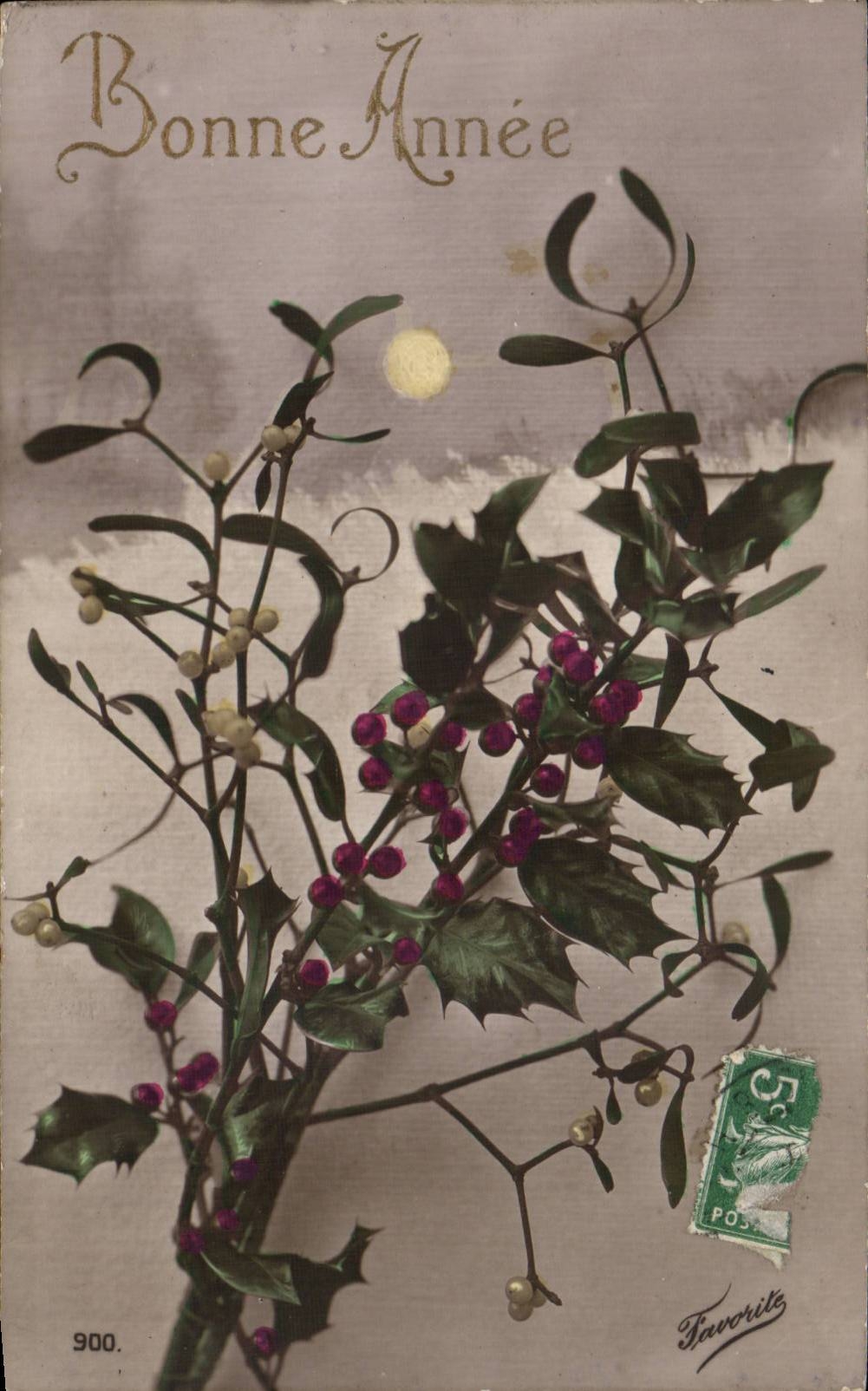 Festivals - Good Anne - Houx - holly - night - the moon - moon - CPA