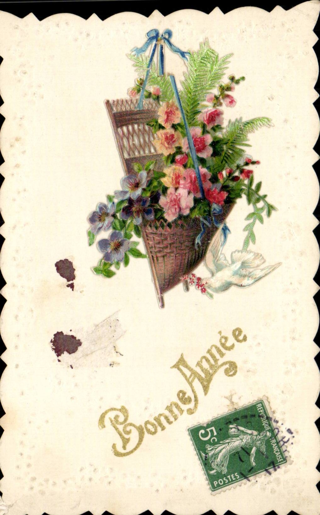 Celebrates - Happy New Year - Flowers and bird CPA