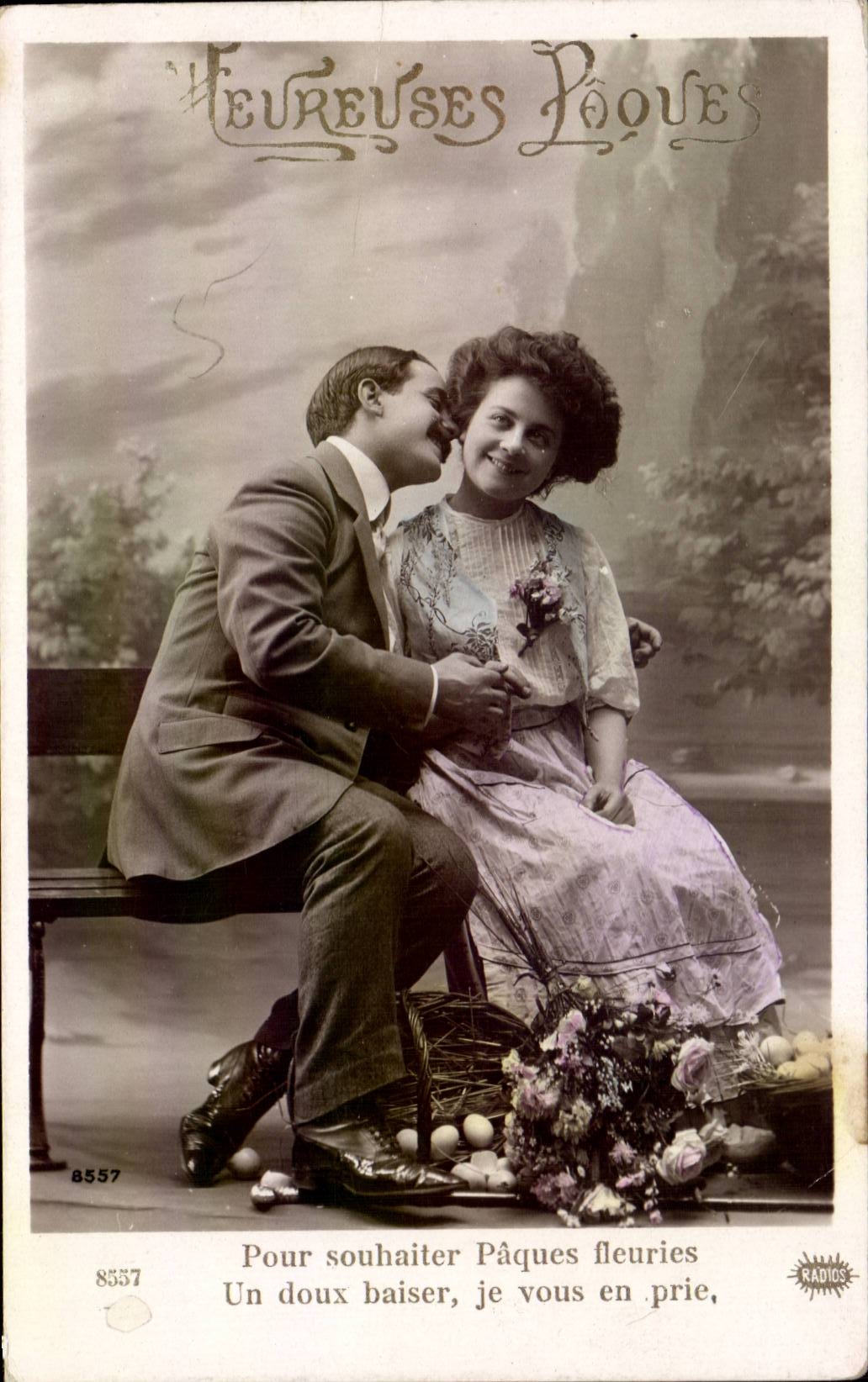 Feiert - gluckliches Pacques - frohliche Ostern - Ostern - Paare CPA