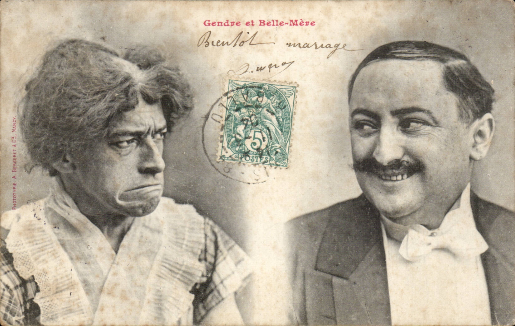 Fantaisie - Homme - Gendre et Belle Mere - Humour - CPA