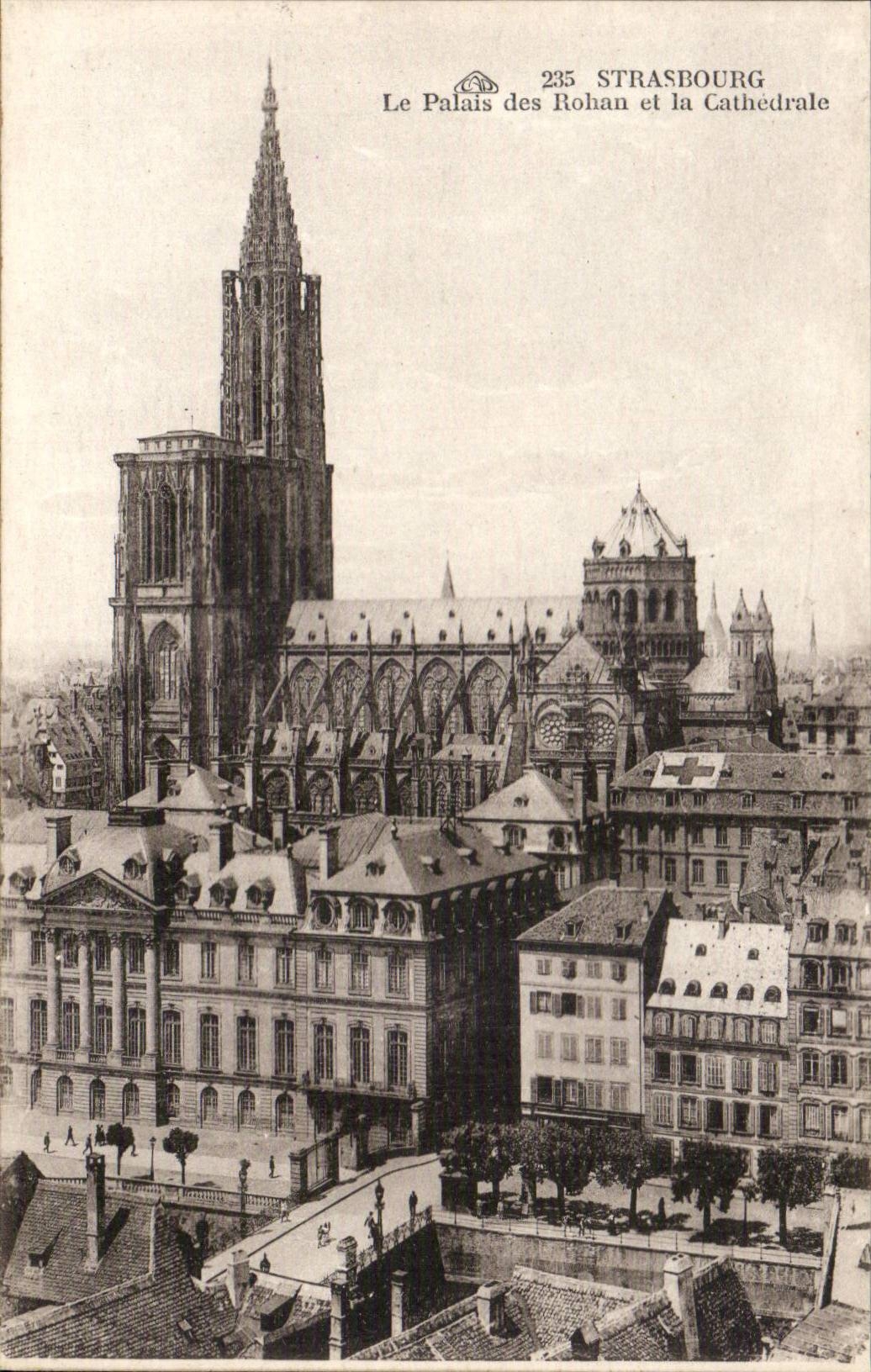 Strasbourg - Strassburg - the Palate of Rohan and the Cathedral - CPA