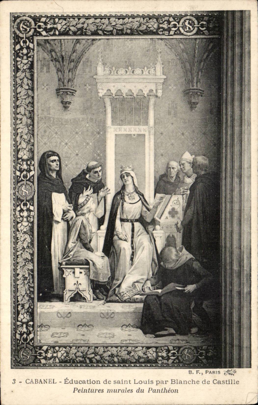 Paris CPA Cabanel Eduction of Saint Louis by White of CAstille Murals of the Pantheon