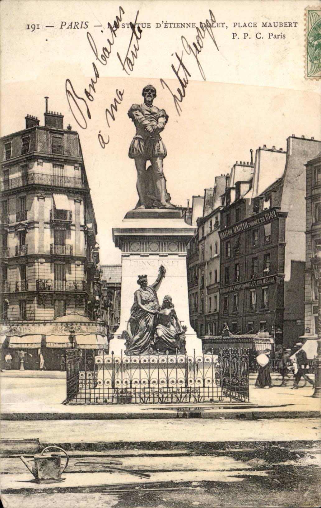 Paris CPA Statue of Etienne Dolet places maubert