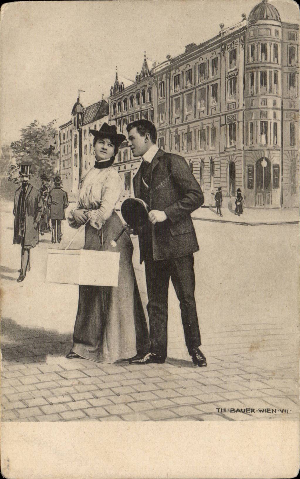 CPA Fantasy Woman Couples Wien