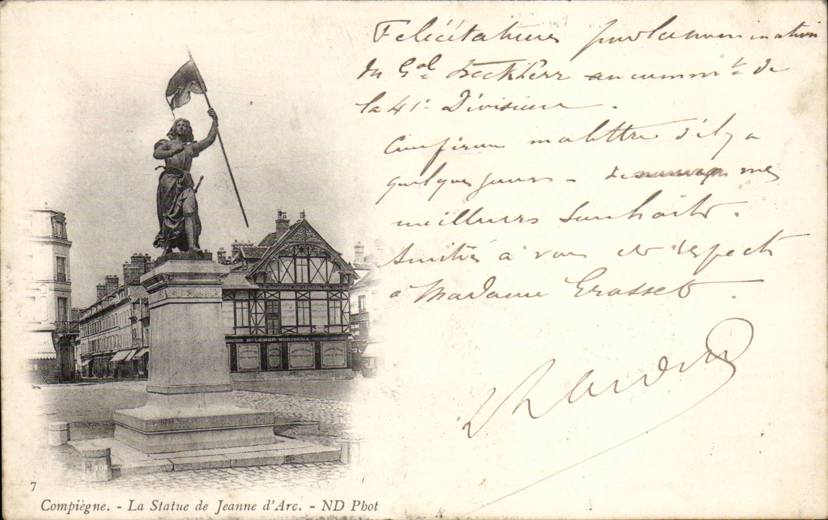 Compiegne CPA Statue von Jeanne des Bogens