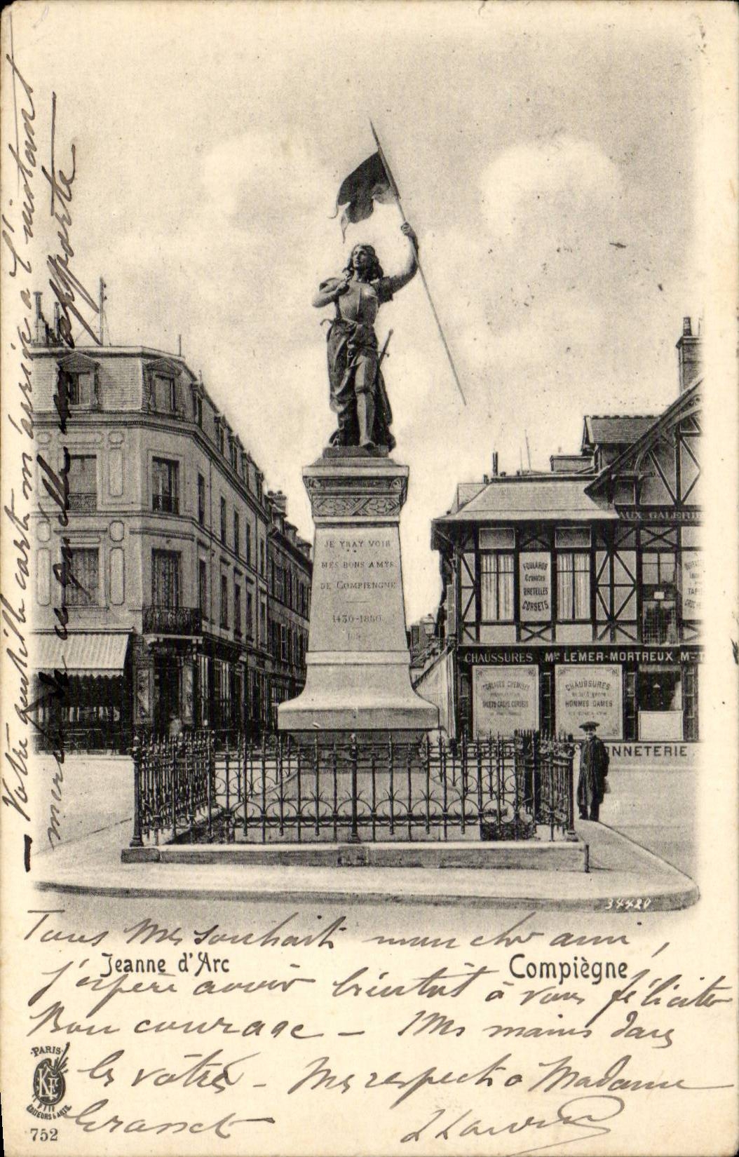 Compiegne CPA Statue von Jeanne des Bogens
