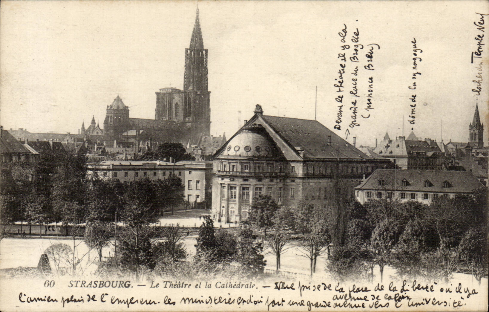 CPA Strasbourg the theater and the cathedral