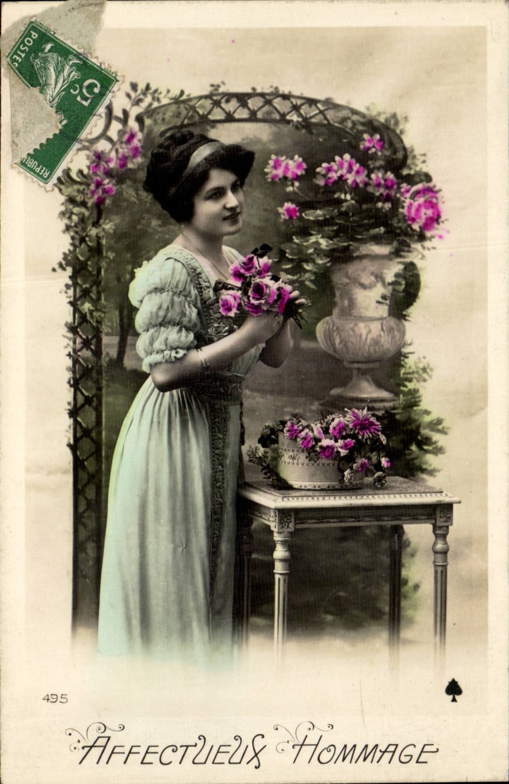 CPA Fantasy Affectionate Woman Homage