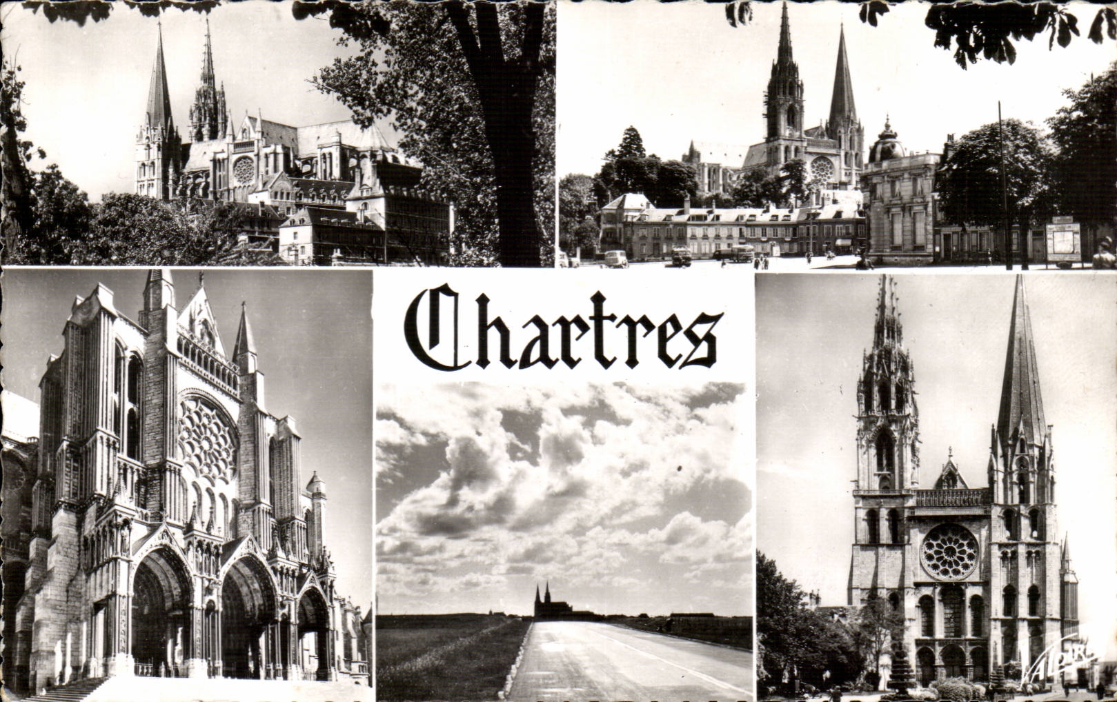 Chartres MODERN CARD various aspects of the cathedral