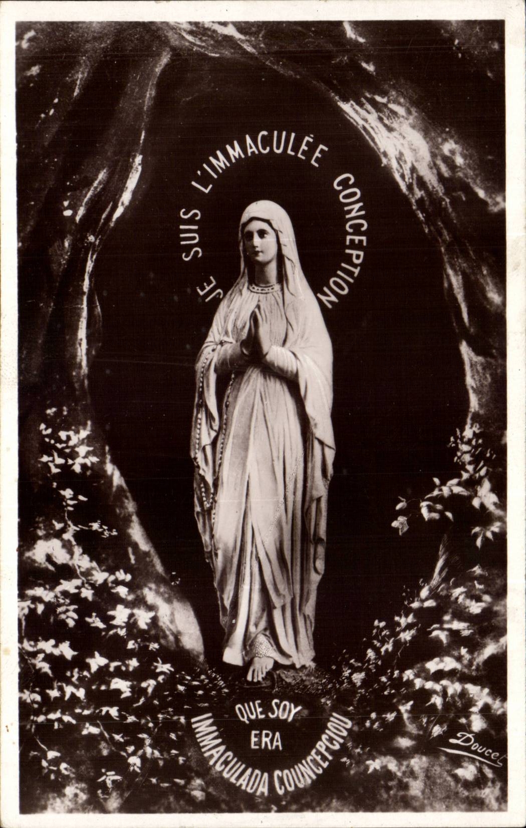CPA Lourdes the virgin of the cave